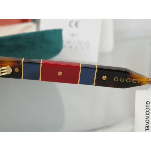 NWT GUCCI GG 0598S-003 NOVELTY HAVANA FRAME PINK LENS GG WEB LOGO SUNGLASSES main image 11